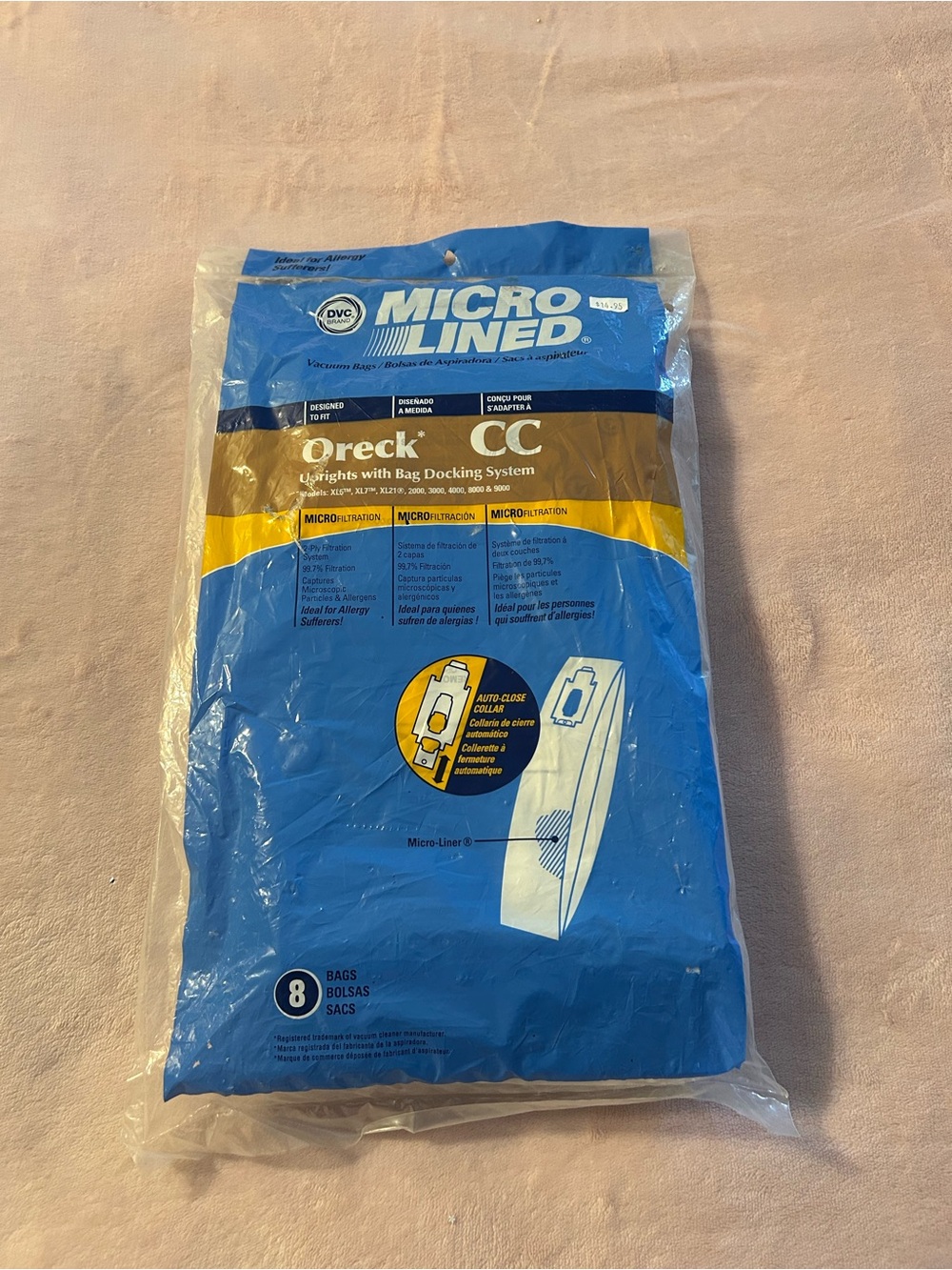 DVC Micro Lined vacuum bags for Oreck CC upright models package of 8